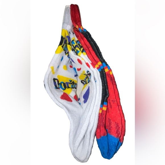 Doritos Odd Sox Crew Socks 2 Pair Men 8-12 W 9-13 Red White w Logo Chips Snacks - Picture 7 of 9